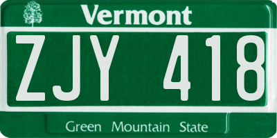 VT license plate ZJY418