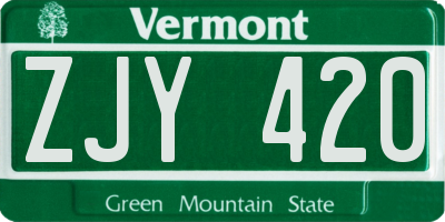 VT license plate ZJY420