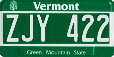 VT license plate ZJY422