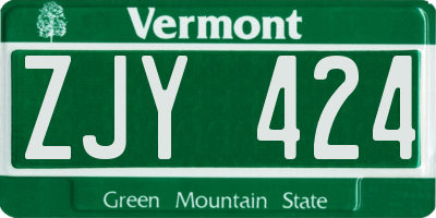 VT license plate ZJY424