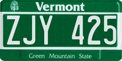 VT license plate ZJY425