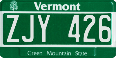 VT license plate ZJY426