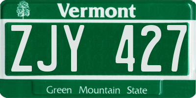VT license plate ZJY427
