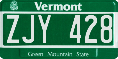VT license plate ZJY428