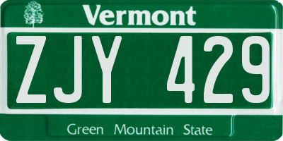 VT license plate ZJY429