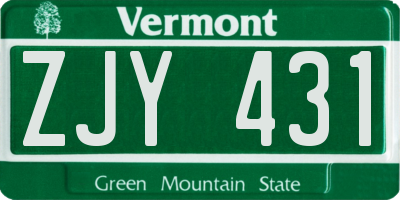 VT license plate ZJY431
