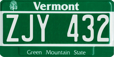 VT license plate ZJY432