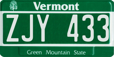 VT license plate ZJY433