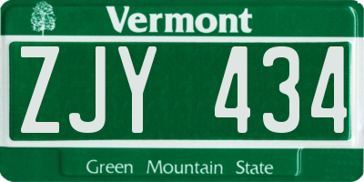 VT license plate ZJY434