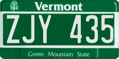 VT license plate ZJY435