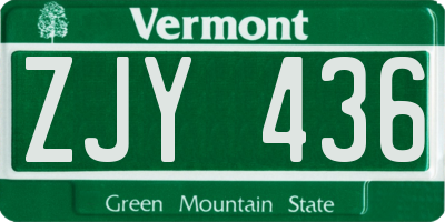 VT license plate ZJY436