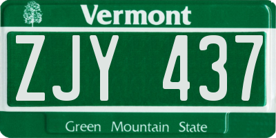 VT license plate ZJY437
