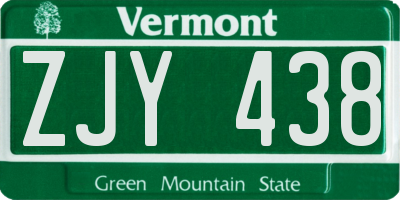 VT license plate ZJY438