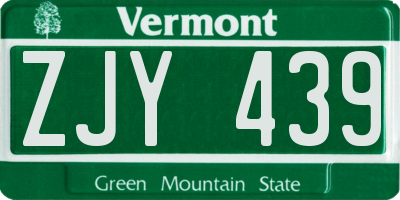 VT license plate ZJY439