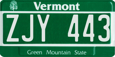 VT license plate ZJY443