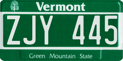 VT license plate ZJY445