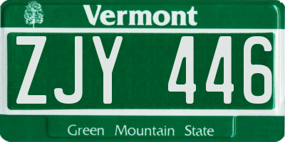 VT license plate ZJY446