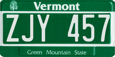 VT license plate ZJY457