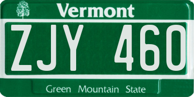 VT license plate ZJY460