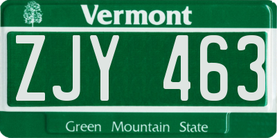 VT license plate ZJY463