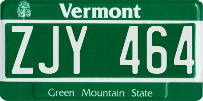VT license plate ZJY464