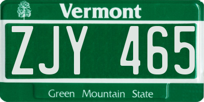 VT license plate ZJY465