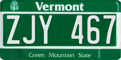 VT license plate ZJY467