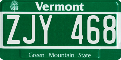 VT license plate ZJY468
