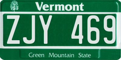 VT license plate ZJY469