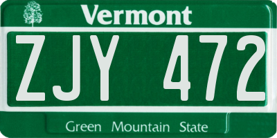 VT license plate ZJY472
