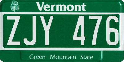 VT license plate ZJY476