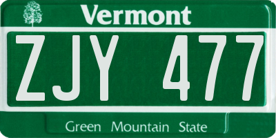 VT license plate ZJY477
