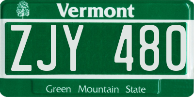 VT license plate ZJY480