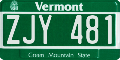 VT license plate ZJY481