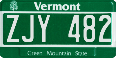 VT license plate ZJY482