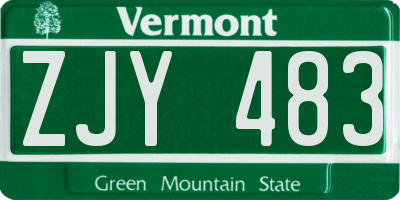 VT license plate ZJY483