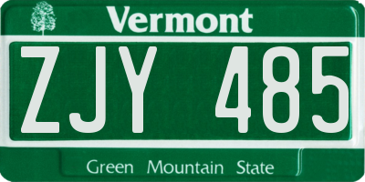 VT license plate ZJY485