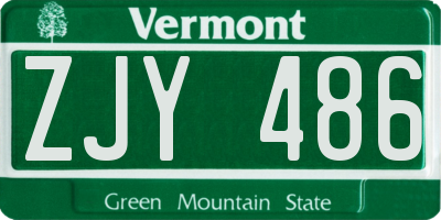 VT license plate ZJY486
