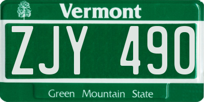 VT license plate ZJY490