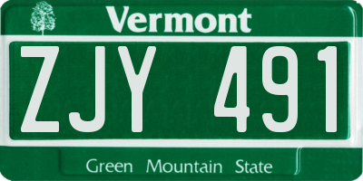 VT license plate ZJY491