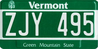 VT license plate ZJY495