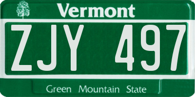 VT license plate ZJY497