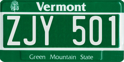 VT license plate ZJY501