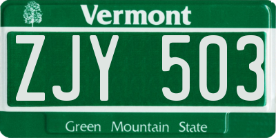 VT license plate ZJY503