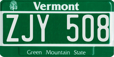 VT license plate ZJY508