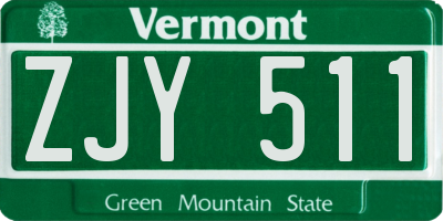 VT license plate ZJY511