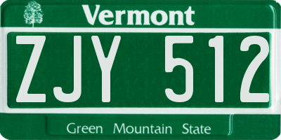 VT license plate ZJY512
