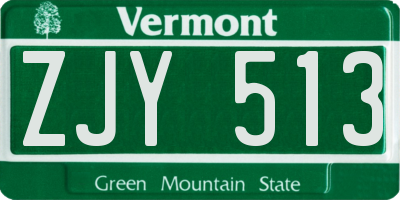 VT license plate ZJY513