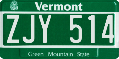 VT license plate ZJY514