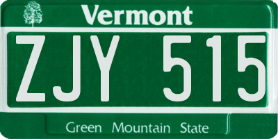 VT license plate ZJY515